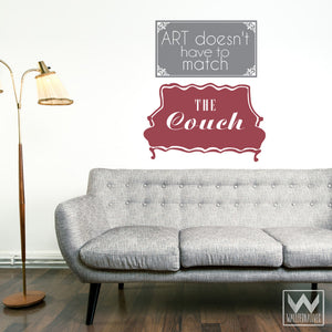Cute Wall Art with Creative Phrases - Art and the Couch Vinyl Wall Decals for Decorating - Wallternatives