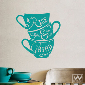 Rise and Shine Coffee Quote Kitchen Wall Mural Vinyl Wall Decals - Wallternatives