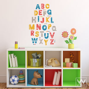 Colorful Alphabet Vinyl Wall Decals for Nursery, School, Playroom, or Kids Room - Wallternatives