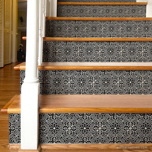Bixby Tile Stair Riser Decals: White on Black