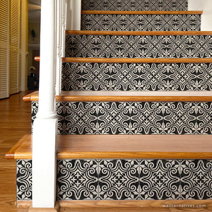 Augusta Tile Stair Riser Decals: White on Black