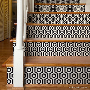 Black and White Stair Decals Modern Wallpaper Stairs Stickers - Wallternatives wallternatives.com