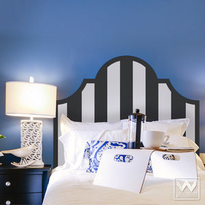 Black and White Modern and Geometric Classic Stripes Pattern Headboard Removable Wall Decals for Dorm Decor - Wallternatives