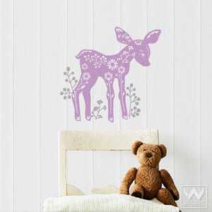 Cute Nursery and Kids Room Decor - Forest Animals Deer Vinyl Wall Decals