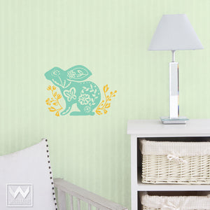 Flower and Bunny Vinyl Wall Decals for Cute Nursery Decor - Wallternatives