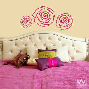 Graphic Roses and Modern Flowers Vinyl Wall Decals for Dorm or Girls Room Decor - Wallternatives