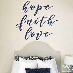 Hope Faith Love Wall Art Stickers and Vinyl Wall Decals for Bedroom Decor - Wallternatives