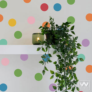 Rainbow Colored Circles Vinyl Wall Decals for Colorful Nursery or Bedroom - Wallternatives Wall Stickers