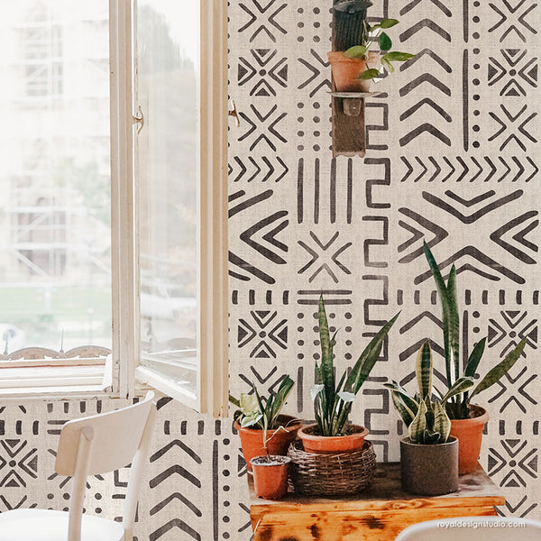 Tribal Removable Wallpaper - African Mudcloth Pattern - Peel and Stick –  Wallternatives