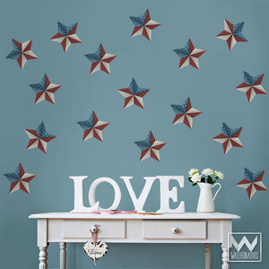 Patriotic Old Glory Flag Star Removable Wall Decals for Holiday Decorating and Fourth of July Party Decor - Wallternatives