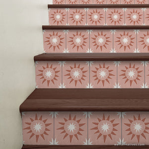 Starburst Stair Riser Decals: Pink