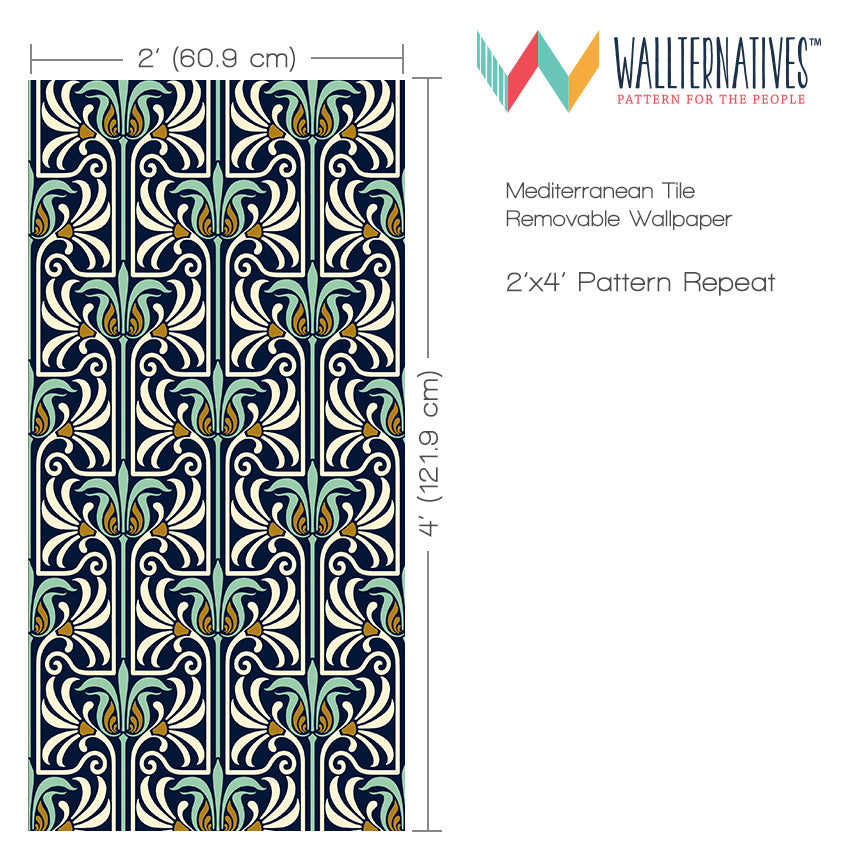 Art Nouveau Feather Damask Removable Wallpaper Peel and Stick Decor