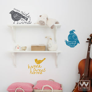 Wall Quotes and Bird Vinyl Wall Decals for Kids Room or Nursery Decorating - Wallternatives