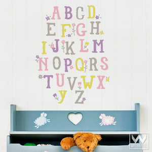 Cute and Colorful Alphabet Letters Vinyl Wall Decals - Wallternatives