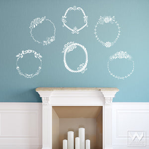 Delicate, Romantic, Vintage, and Shabby Chic Flower Frames Vinyl Wall Decals - Wallernatives