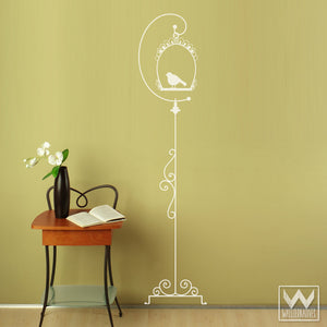 Vintage and Shabby Chic Tall Bird Cage Vinyl Wall Decals - Wallternatives