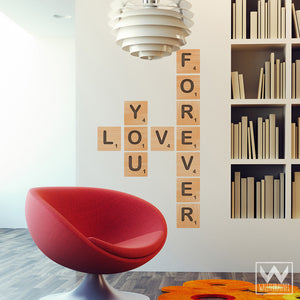 Forever Love Alphabet Scrabble Tiles Removable Wall Decals from Wallternatives