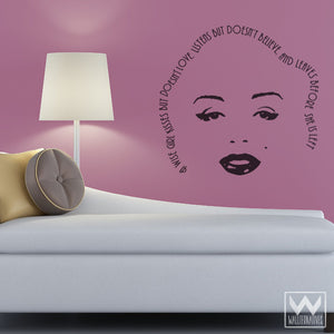 Marilyn Monroe Face and Wall Quote Vinyl Wall Decals for Dorm Room or Girls Room - Wallternatives