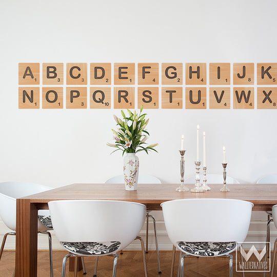Scrabble Alphabet Letters Tiles Wall Print Fabric Wall Decal Sticker Wallternatives