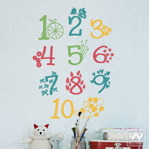 Colorful Numbers and Patterns Vinyl Wall Decals - Cute Kids Wall Art Stickers - Wallternatives
