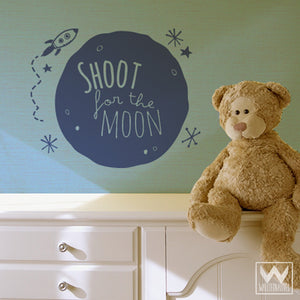Shoot for the Moon Inspirational Wall Quote Art - Vinyl Wall Decals - Wallternatives