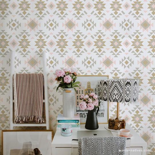 Tribal Aztec Print Pattern Removable Wallpaper DIY Decor – Wallternatives