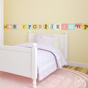 Pink Alphabet Letter Tiles for Decorating Girls Room - Wall Decals from Wallternatives