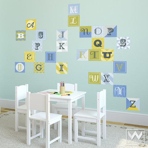 Nursery Alphabet, Alphabet Wall Decal, Colorful Alphabet Letter