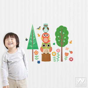 Kids Room, Boys Room, or Girls Room Decor - Removable Wall Decals - Birds, Owls, and Trees