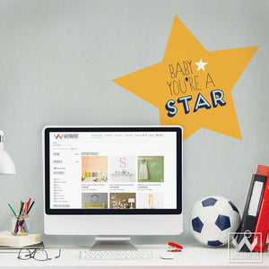 Gold Star You're a Star Removable Wall Decals for Office, Desk or School Decorating - Wallternatives