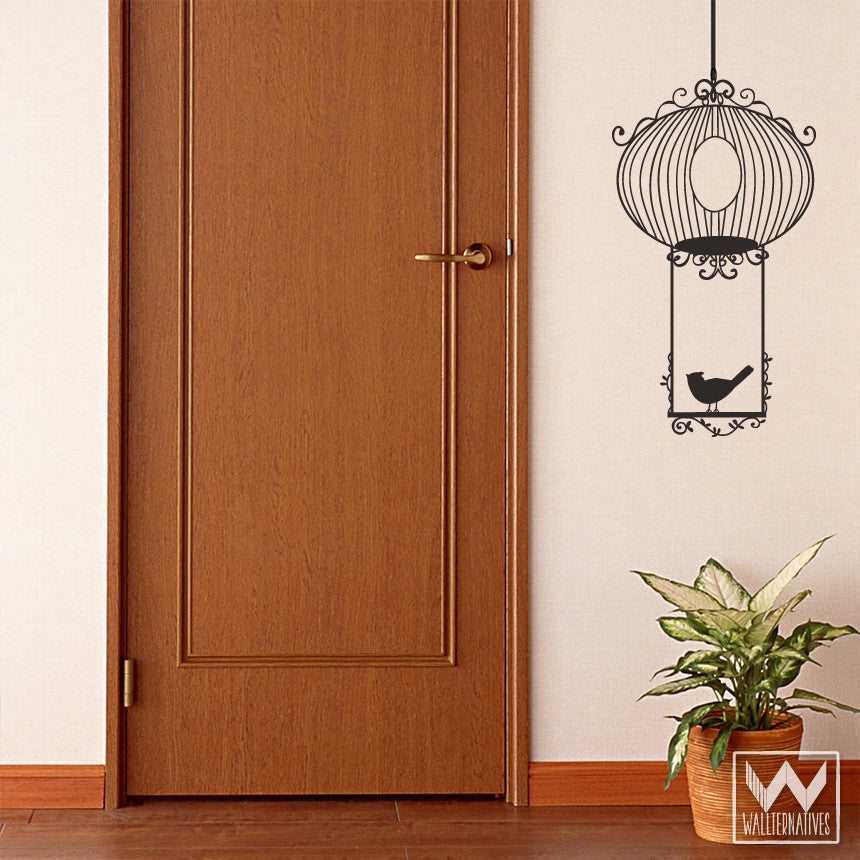 Vintage Wire Bird Cage Vinyl Wall Decal For Nursery And Living Room Wallternatives