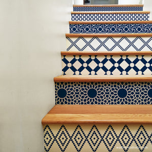 Peel and Stick Stair Risers Pattern Moroccan Bohemian Style Decor Stairs Decals - Wallternatives
