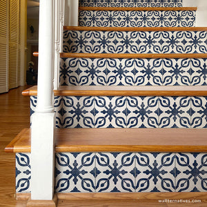 Blue Stair Decals Peel and Stick Stair Stickers Design Boho Decor - Wallternatives wallternatives.com