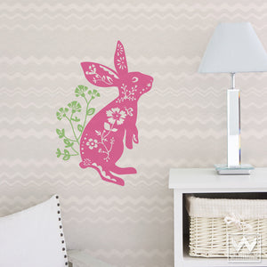 Flowers and Bunny Vinyl Wall Decals for Girls Room Decor - Wallternatives