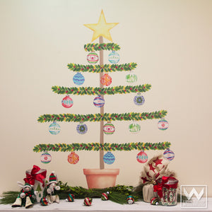 Christmas Tree Ornaments Removable and Reusable Wall Decals for Holiday Decorating