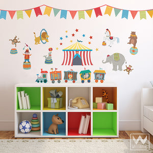Circus Animals Removable Wall Decals for Nursery or Kids Room