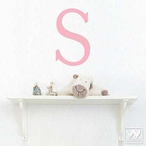 Classic Monogram Letters Vinyl Wall Decals for Kids Room Decor