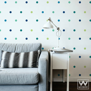 Blue and Green Confetti Polka Dots Circles Vinyl Wall Decals - Wallternatives