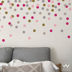 Pink and Green Confetti Polka Dots Circles Vinyl Wall Decals - Wallternatives