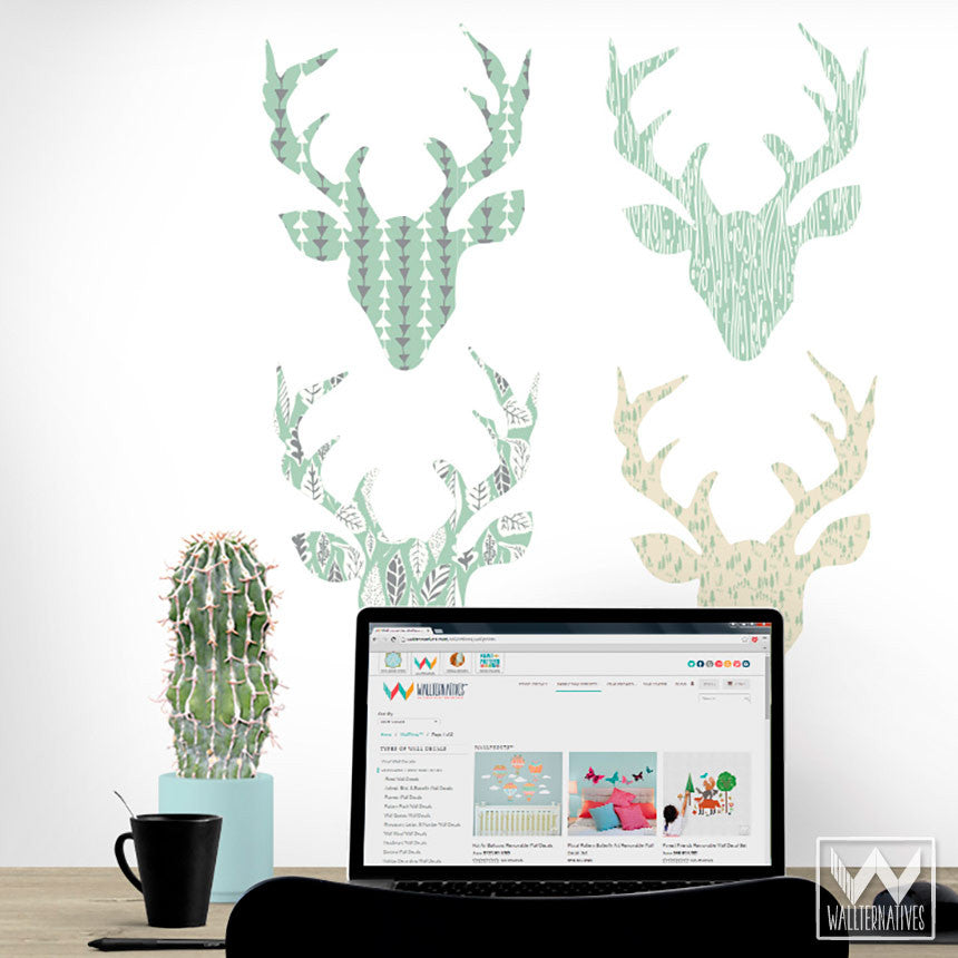 Deer Antlers Removable Wall Decals For Easy DIY Wall Decor Wallternatives   Decorating Rustic Room Deer Antlers Removable Wall Decals 2048x 