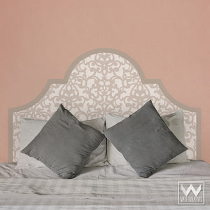 Chic and Elegant Damask Pattern Headboard Removable Wall Decals for Bedroom Decorating - Wallternatives