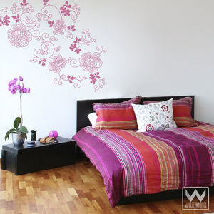Graphic Rose Modern Flower Vinyl Wall Decals for Girls Room or Dorm Decor - Adhesive Removable Wall Decals - Wallternatives