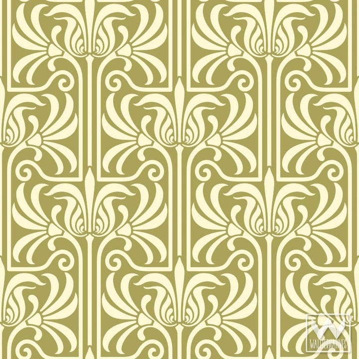 Art Nouveau Feather Damask Removable Wallpaper Peel and Stick Decor