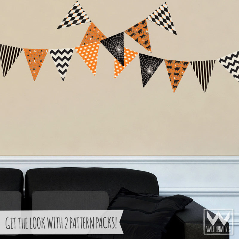 Halloween Bunting Flags Banner Wall Decal - Holiday Party Decorations