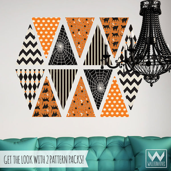 Halloween Bunting Flags Banner Wall Decal - Holiday Party Decorations