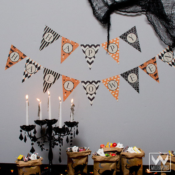 Happy Halloween Banner Removable Wall Decals - Holiday Party Decor ...