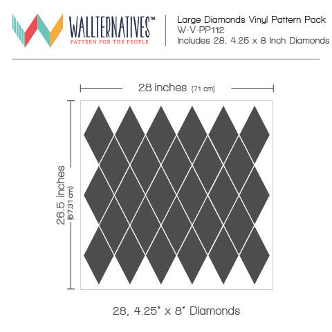 Large Diamonds Vinyl Wall Decals - Stickers for Harlequin Wall Decor ...