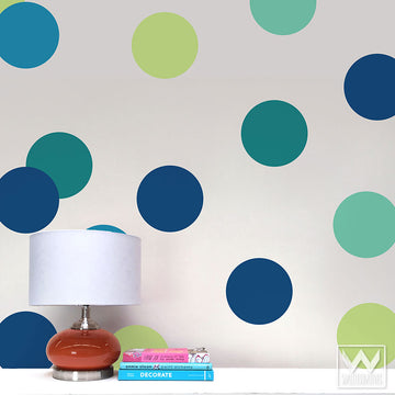 Big Blue Polka Dots Shapes Vinyl Wall Decal - Confetti Wall Designs ...