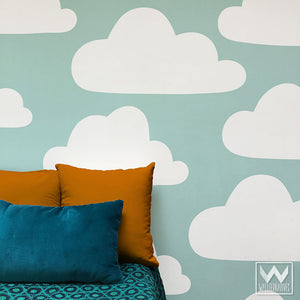 Large Clouds Vinyl Wall Decals for Sky Mural in Bedroom or Nursery - Wallternatives