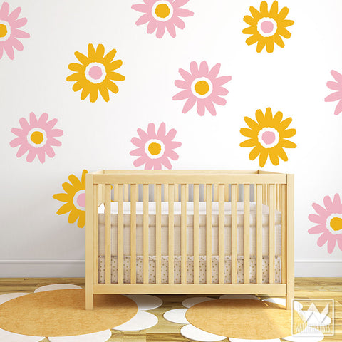 Large Daisy Flowers Vinyl Wall Decal - Colorful Girls Room Decor –  Wallternatives